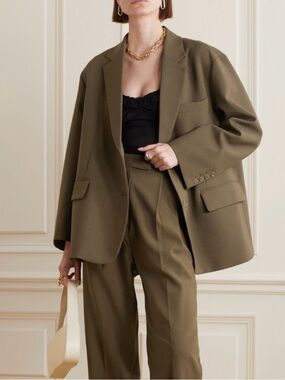 The Frankie Shop Bea Olive Oversized Blazer and Trousers Set